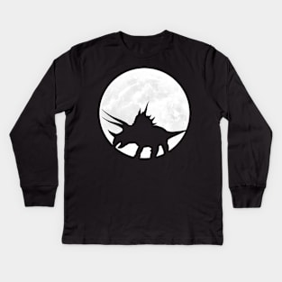 Triceratops in Full Moon Kids Long Sleeve T-Shirt